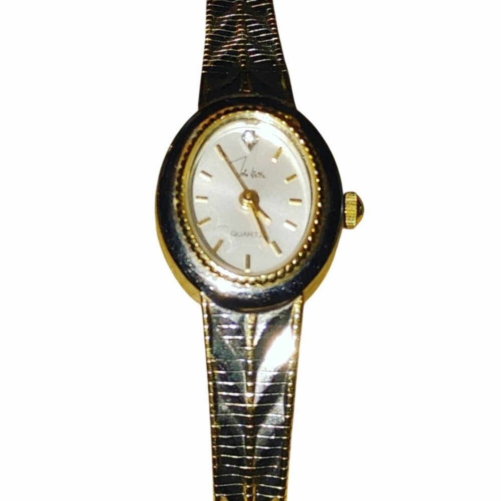 Joe Weitz Watch Quartz Round Face Base Metal Bezel Stainless Steel Back Mesh